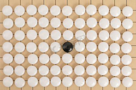 围棋棚拍俯拍被白棋包围的黑棋室内静物摄影图配图