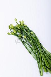 绿色果蔬韭菜花割韭菜食材摄影图配图