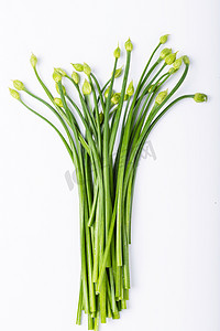蔬菜绿色韭菜花韭苔食材摄影图配图