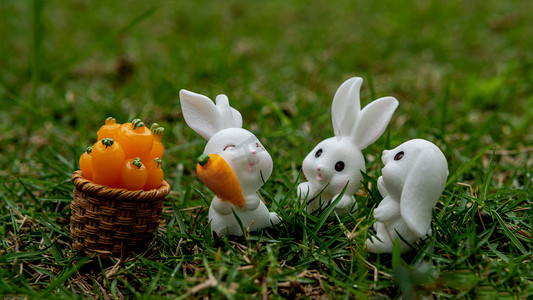 兔子白天复活节公园玩耍摄影图配图