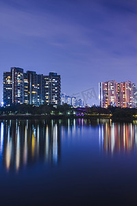 城市建筑景观夜景摄影照片_城市园林建筑夜景风光