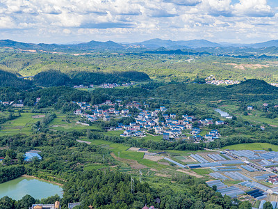 航拍乡村田园景色