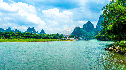 阳朔山水摄影照片_航拍漓江风景区风光航拍