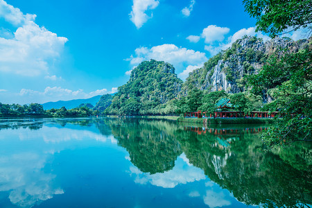 古风山水国风插画摄影照片_旅游山水景色