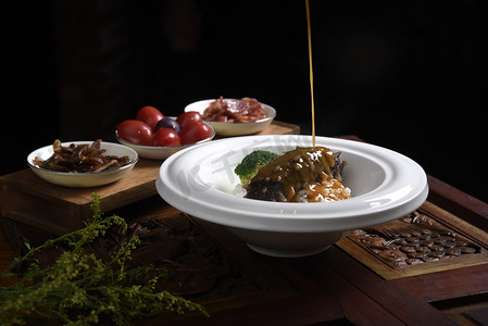 黄焖鸡菜单摄影照片_中国传统美食高清实拍图片