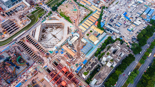 广州起义纪念摄影照片_广州琶洲建筑工地未来CBD城市建筑地基