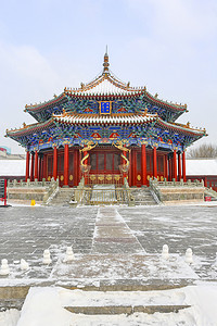 寒冬建筑摄影照片_雪后中式古代建筑故宫