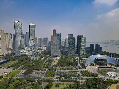 杭州城市CBD建筑航拍摄影图配图