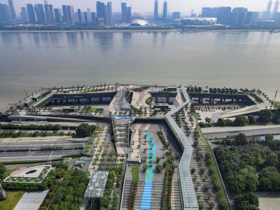 浙江杭州摄影照片_浙江杭州城市花园观光建筑摄影图配图