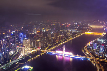 高楼大厦城市广州光影夜景摄影图配图