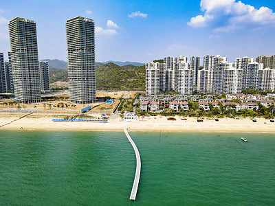 线描惠州摄影照片_广东惠州十里河滩沙滩大海摄影图配图