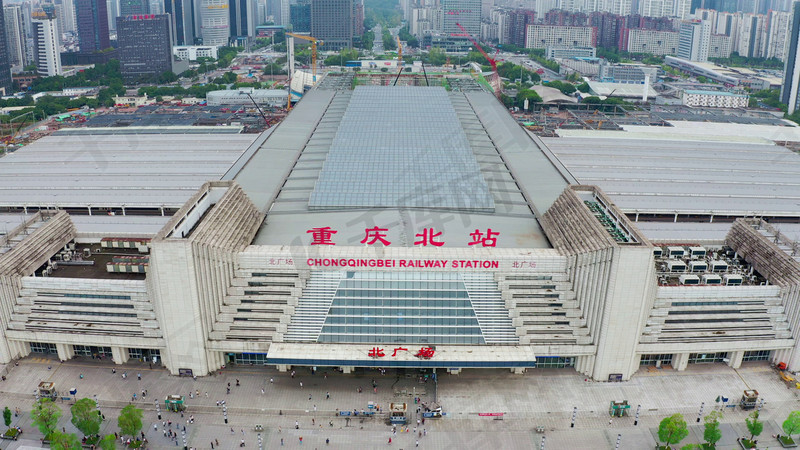 4k实拍重庆车站北站北广场航拍视频素材