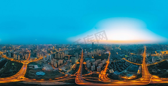 武汉城市建筑群夕阳建筑群武汉商务区全景航拍摄影图配图