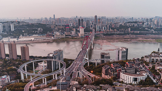8k重庆地标CBD菜园坝长江大桥城市风光日转夜延时摄影