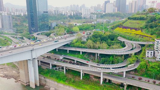 重庆交通摄影照片_航拍重庆城市立体交通