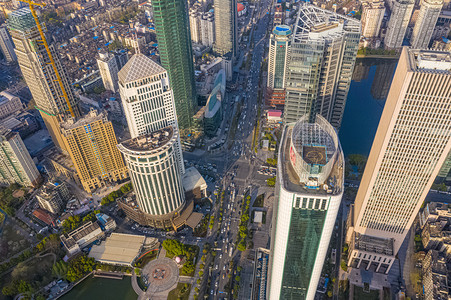 企业商场摄影照片_武汉城市建筑晴天建筑群西北湖航拍摄影图配图