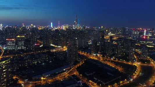 航拍上海城市夜景