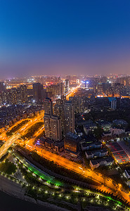 武汉城市建筑夜晚建筑居民楼全景摄影图配图