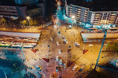 武汉城市交通夜晚交通循礼门俯拍航拍摄影图配图
