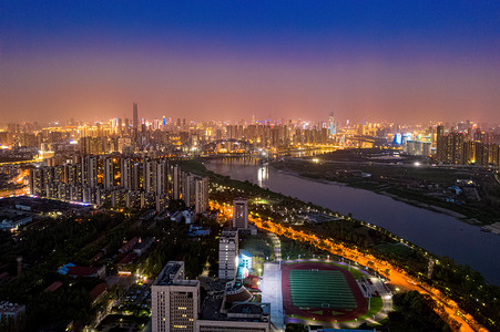 武汉城市建筑夜晚城市夜景古田航拍摄影图配图