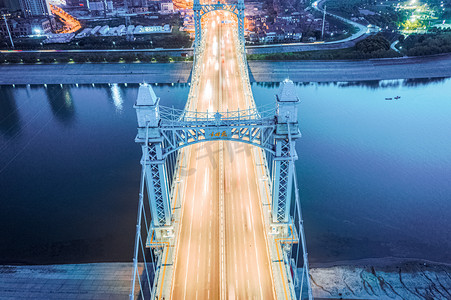 武汉城市建筑夜晚建筑古田桥俯视航拍摄影图配图
