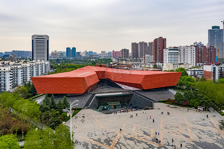 武汉城市建筑阴天建筑地标辛亥革命纪念馆航拍摄影图配图