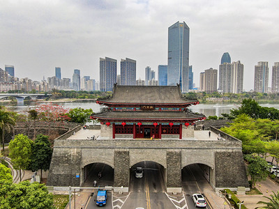 广东惠州朝京门历史建筑航拍摄影图配图