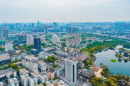 武汉城市建筑群晴天建筑群紫阳湖航拍摄影图配图