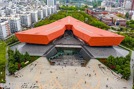 武汉城市建筑晴天建筑辛亥革命纪念馆航拍摄影图配图