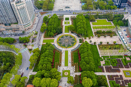 武汉城市建筑晴天公园首义广场航拍摄影图配图