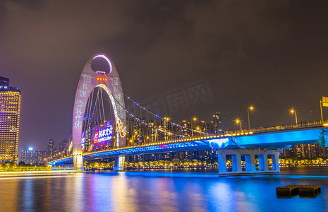 广州夜色大桥猎德大桥旅游摄影图配图