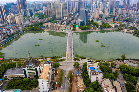 武汉城市建筑晴天建筑晒湖航拍摄影图配图