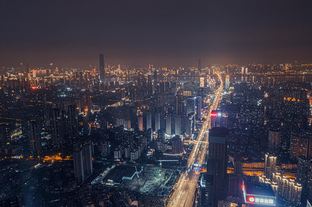 武汉城市夜景夜晚城市夜景徐东俯拍摄影图配图