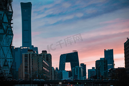 北京夕阳国贸CBD建筑群户外地标打卡摄影图配图