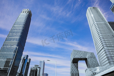 新型产业摄影照片_北京地标景点白天CBD建筑群户外地标景点打卡摄影图配图