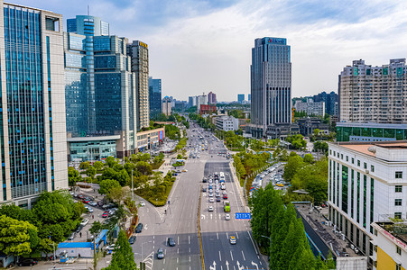 武汉城市建筑晴天建筑高楼航拍摄影图配图