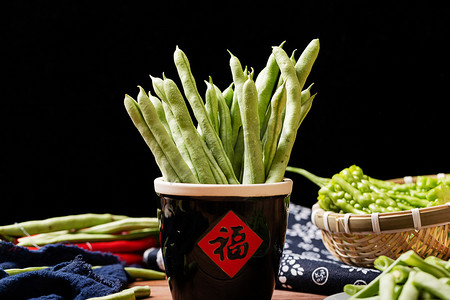 食材健康四季豆蔬菜美食摄影图配图