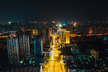 民族大道摄影照片_武汉城市建筑群夜晚建筑群民族大道俯拍摄影图配图