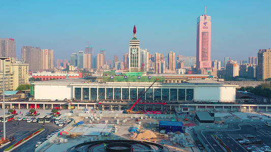 长沙市中心火车站建筑航拍
