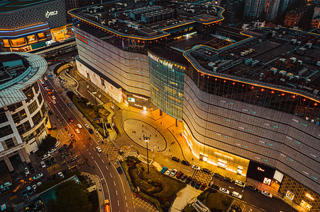 武汉城市建筑夜晚建筑武汉国际广场俯视航拍摄影图配图