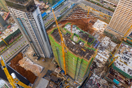 俯视航拍工地白天建筑工地航拍摄影图配图