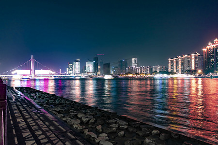 夜景晚上猎德珠江夜拍摄影图配图