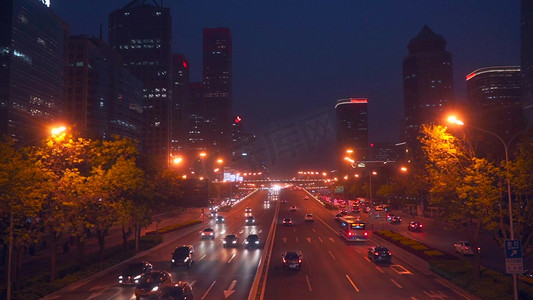 1080p北京城市夜景车流实拍