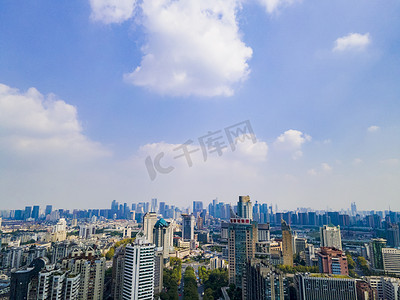 航拍杭州城市建设城市天际线摄影图配图