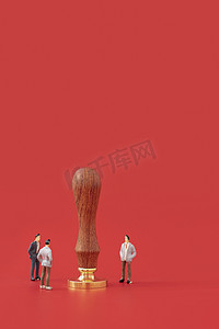 中国品牌日摄影照片_中国品牌日印章微缩静物创意摄影图配图