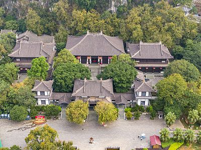 桂林七星景区古建筑室外航拍摄影图配图