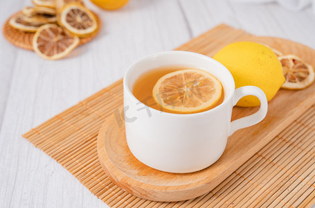 柠檬茶柠檬干柠檬片茶饮饮品摄影图配图