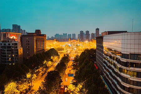 武汉城市建筑夜晚建筑汉口火车站航拍摄影图配图