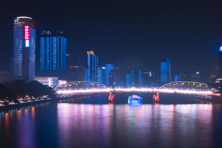 夜景晚上海珠桥海珠广场夜拍摄影图配图