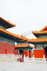 北京地标景点白天帝王庙外景庙宇空镜摄影图配图